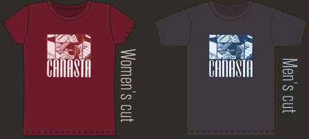 Red and Blue Canasta t-shirts